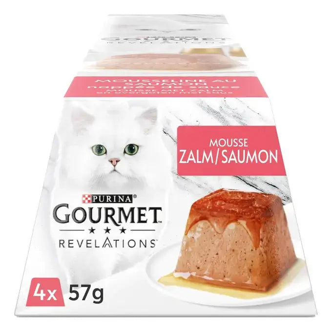PURINA GOURMET® REVELATIONS™ Mousse met Zalm en overgoten met saus 4x57g