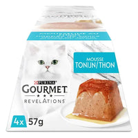 PURINA GOURMET® REVELATIONS™ Mousse met Tonijn en overgoten met saus 4x57g