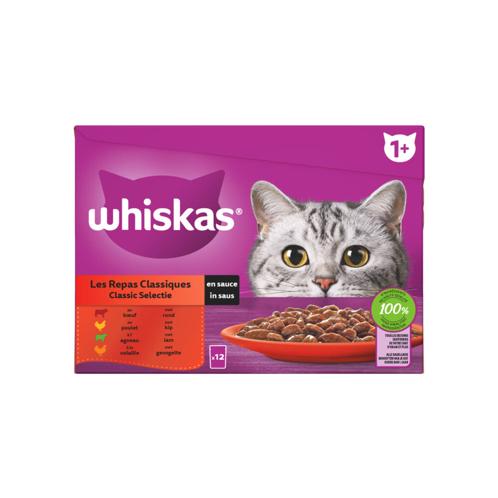 Whiskas 1+ Classic Selectie in Saus Multipack