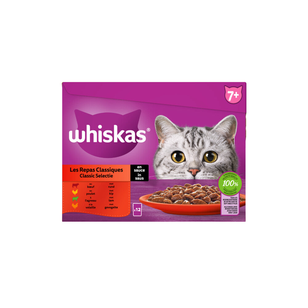 Whiskas 7+ Classic Selectie in saus 12x85g