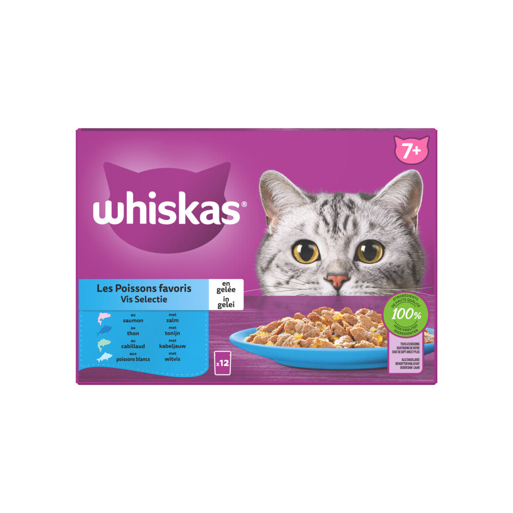 Whiskas 7+ Kattennatvoer Vis Selectie in Gelei