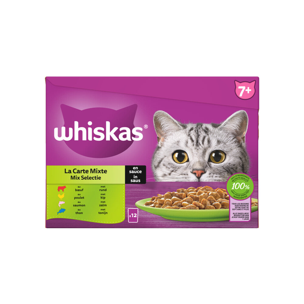 Whiskas 7+ Mix Selectie in Saus 12x85 gr