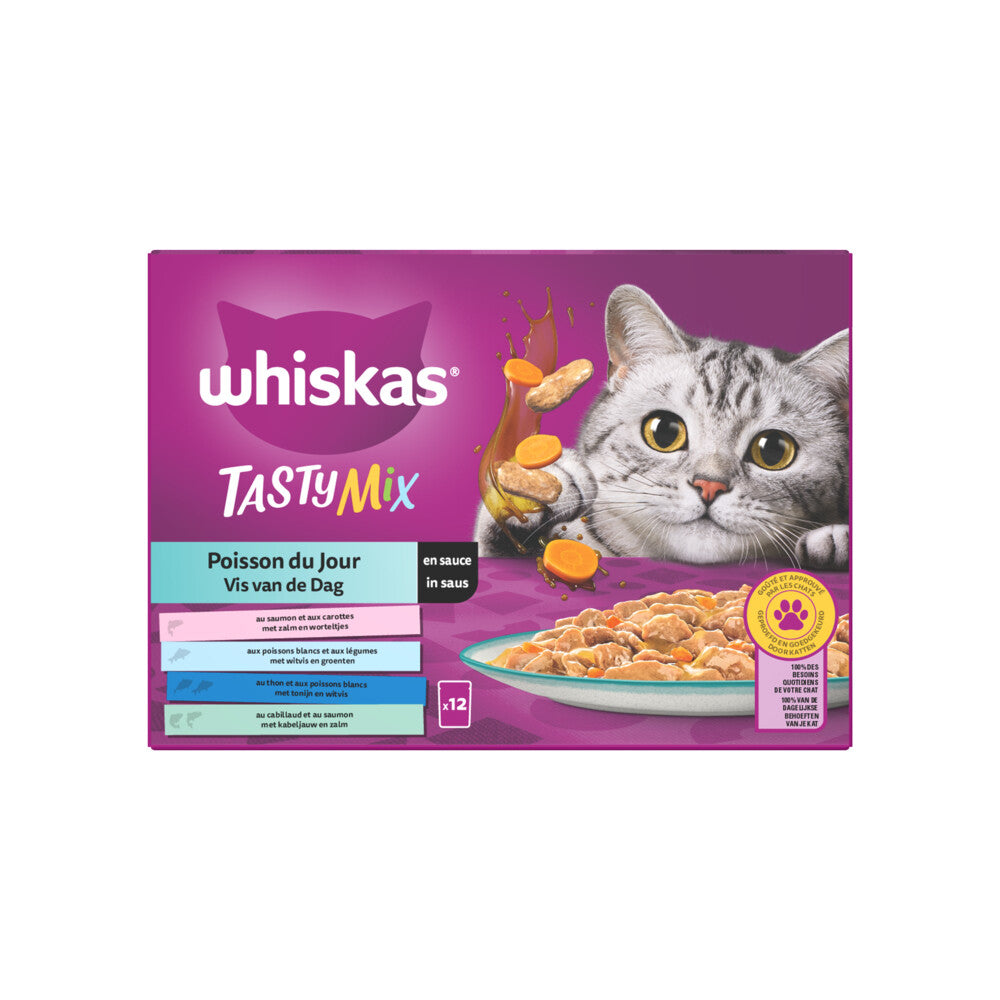 Whiskas 1+ Tasty Mix Vis van de Dag Selectie in Saus 12x85 g