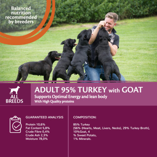 95%, Adult Kalkoen met Geit met Zoete aardappel  400g