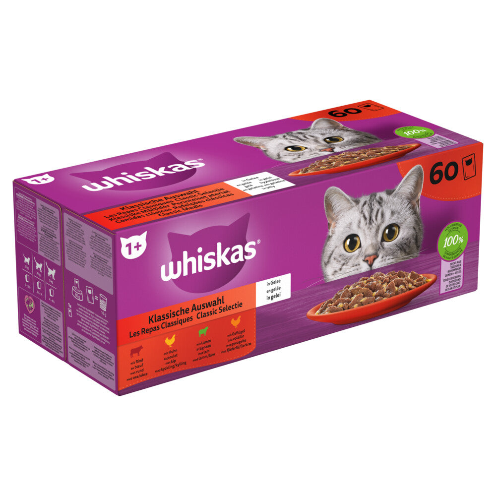 Whiskas 1+ Classic Selectie in Gelei 60x85 gr