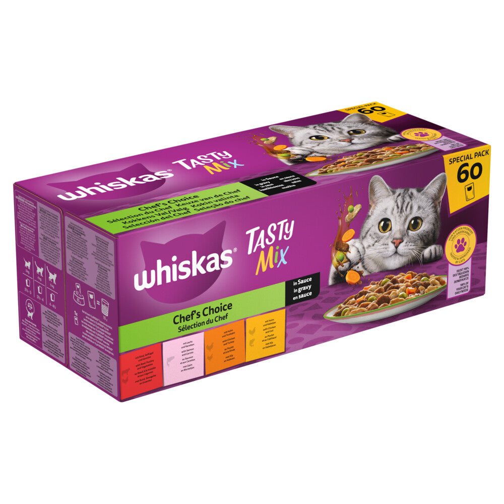 Whiskas 1+ Tasty Mix Selectie Van De Chef in saus 60x85 gr