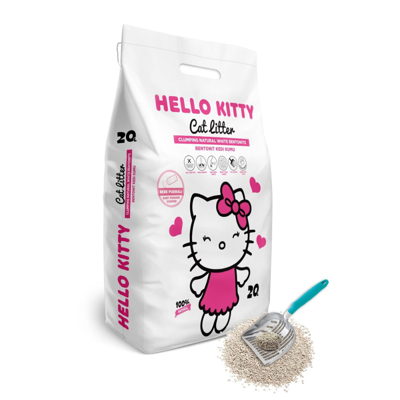 Hello Kitty 20L Fine Grain Bentonite Baby Powder Cat Litter