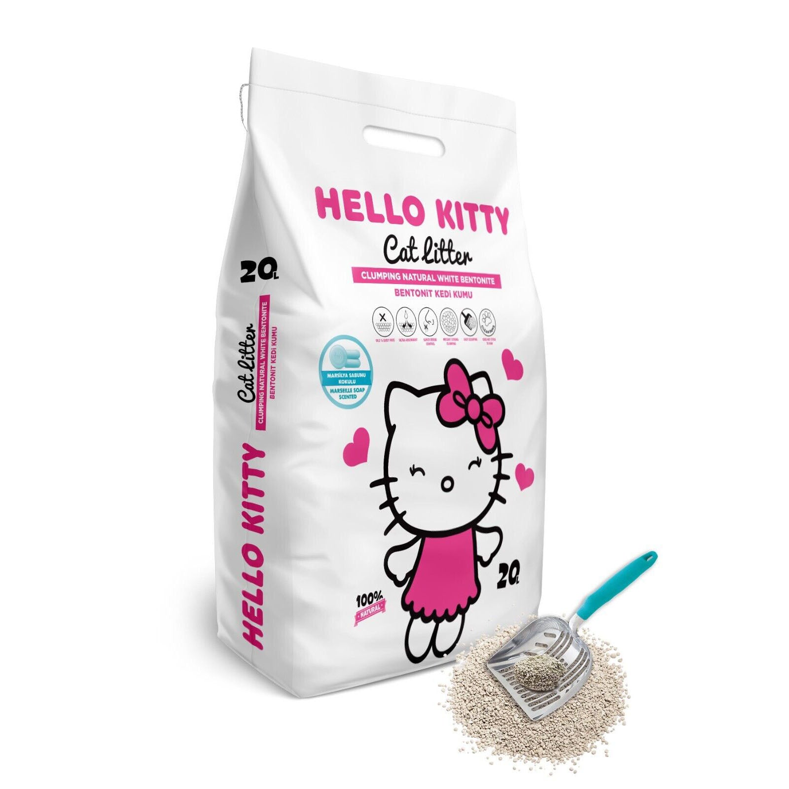 Hello Kitty Fijnkorrelig Bentoniet Marsielle Zeep Kattenbakvulling
