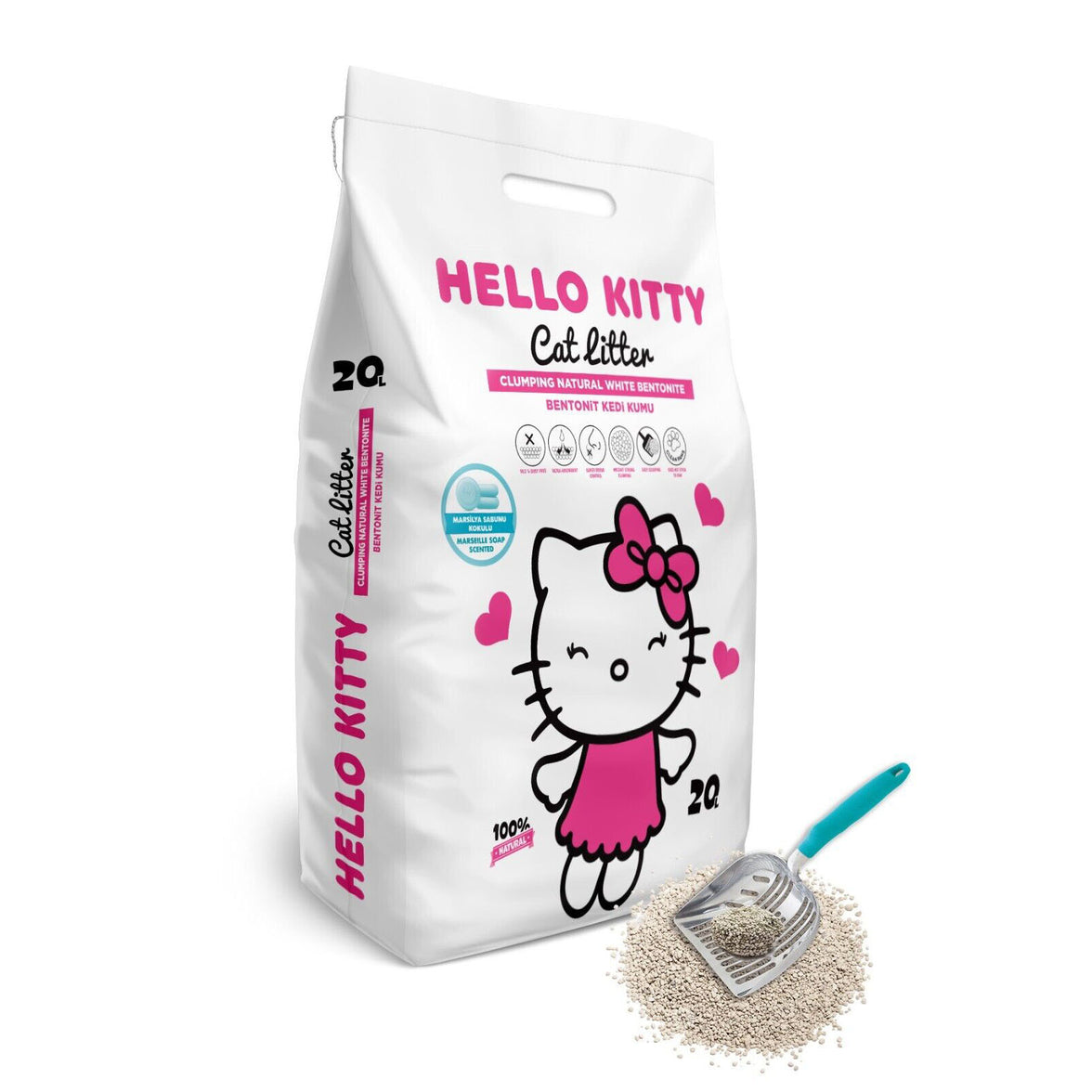 Hello Kitty Fijnkorrelig Bentoniet Marsielle Zeep Kattenbakvulling