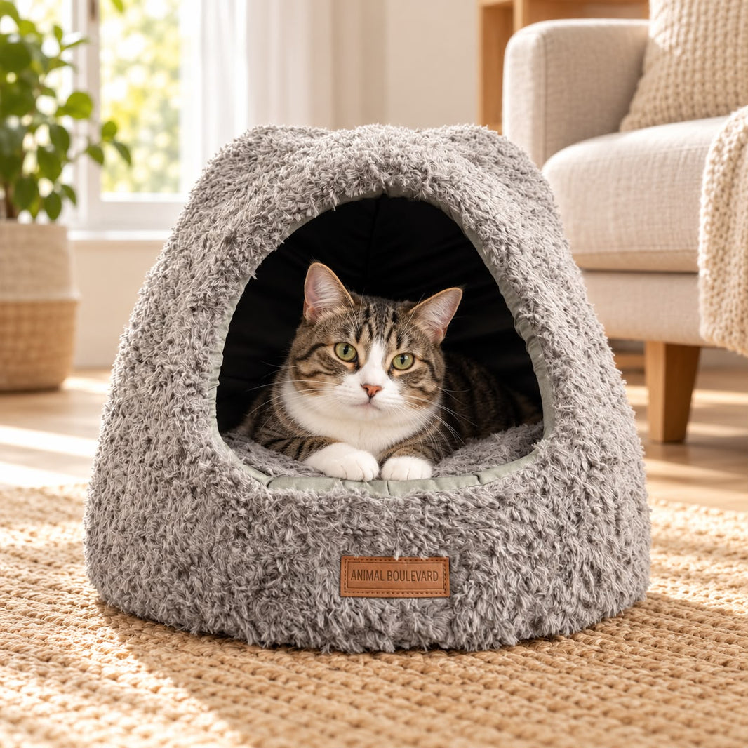Animal Boulevard Iglo Grijs – zachte pluche slaapplek