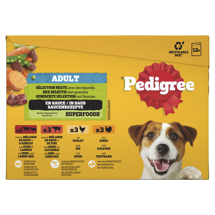 Pedigree Adult Mix Selectie met Groenten in Saus 12x100 g