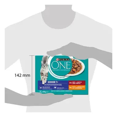 ONE® SENIOR 7+ Fijne Malse Reepjes Rijk aan Rund en Kip 8x85g