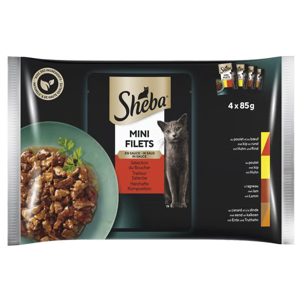 Sheba Mini Filets Traiteur Selectie in saus 4x85g