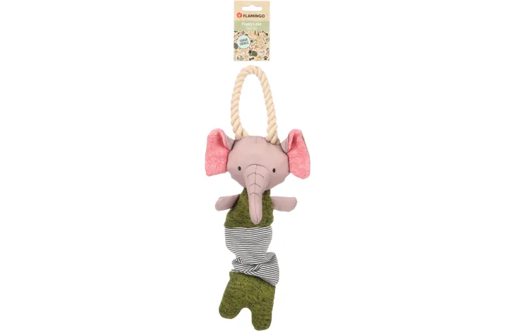 Speelgoed Puppy Britty Olifant met touw Groen 43cm