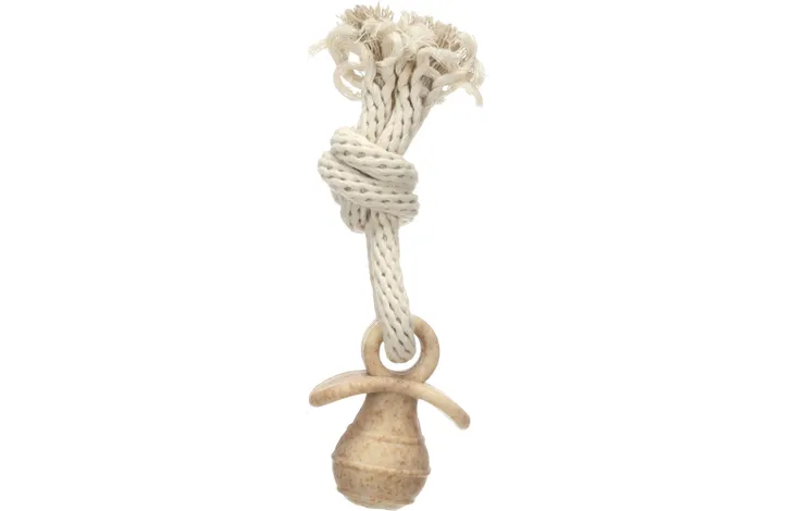 Speelgoed Wilga Fopspeen met touw Bruin 24cm