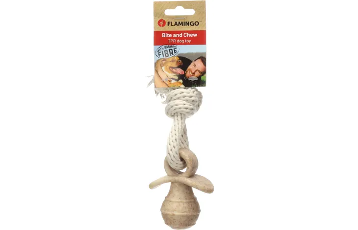 Speelgoed Wilga Fopspeen met touw Bruin 24cm