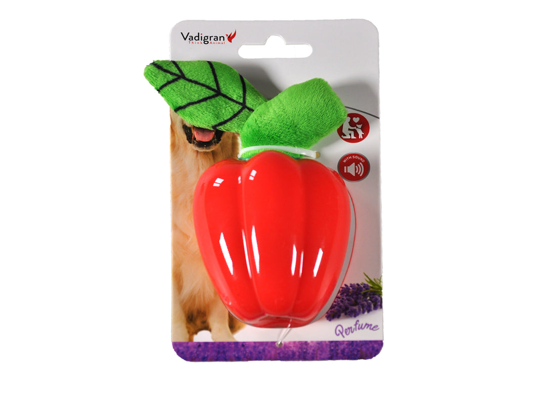 Speelgoed hond TPR rode paprika met geluid 15cm