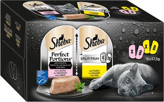 Sheba Perfect Portions Paté met Zalm en Kip 16x37,5g