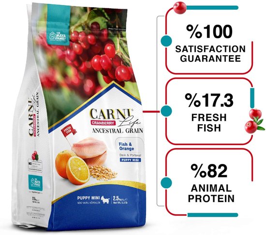Carni Life CRANBERRY ANCESTRAL GRAIN DOG FISH & ORANGE PUPPY MINI