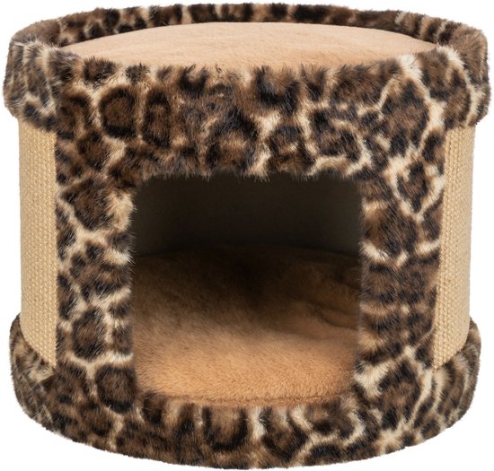 Krabgrot Leo panterprint bruin 38x38x30cm