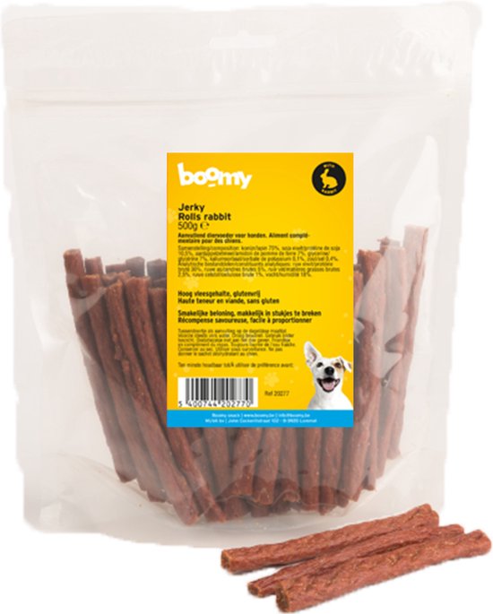 Boomy Jerky Rolls Glutenvrije Zachte kauwstaaf met Konijn 500g