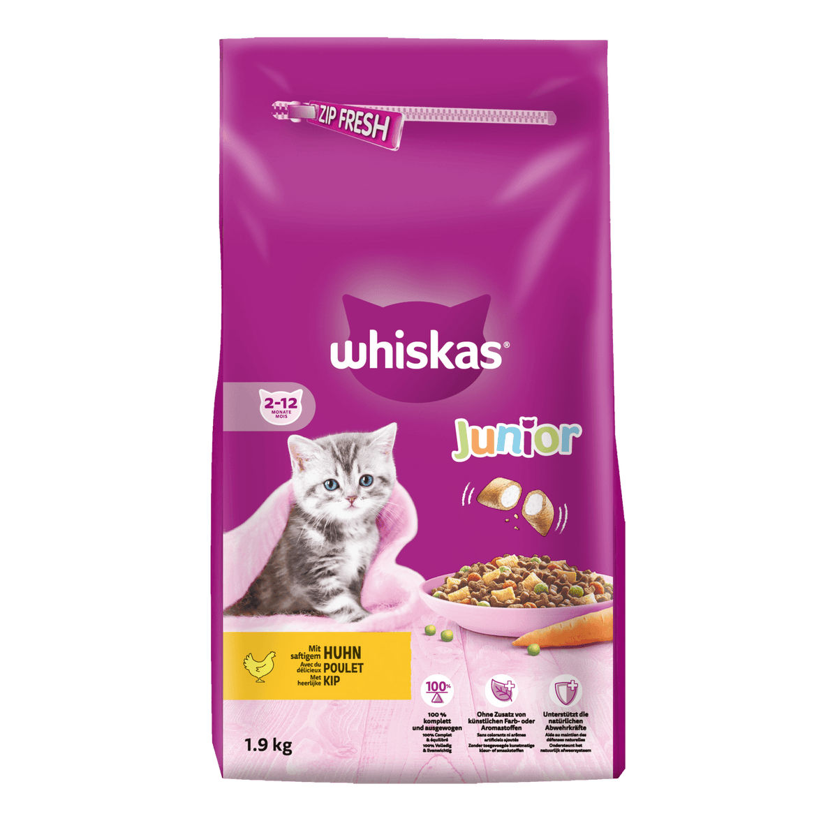 WHISKAS® Droog Junior met Kip 1,9kg