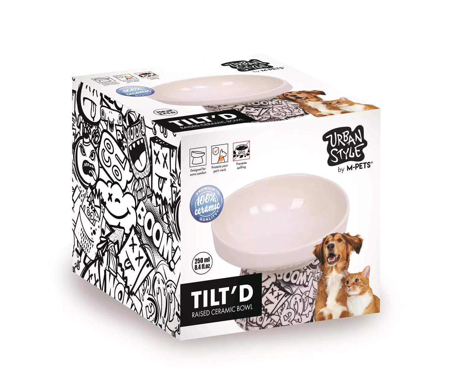 URBANSTYLE TILT'D Raised Ceramic Bowl Black & White - M