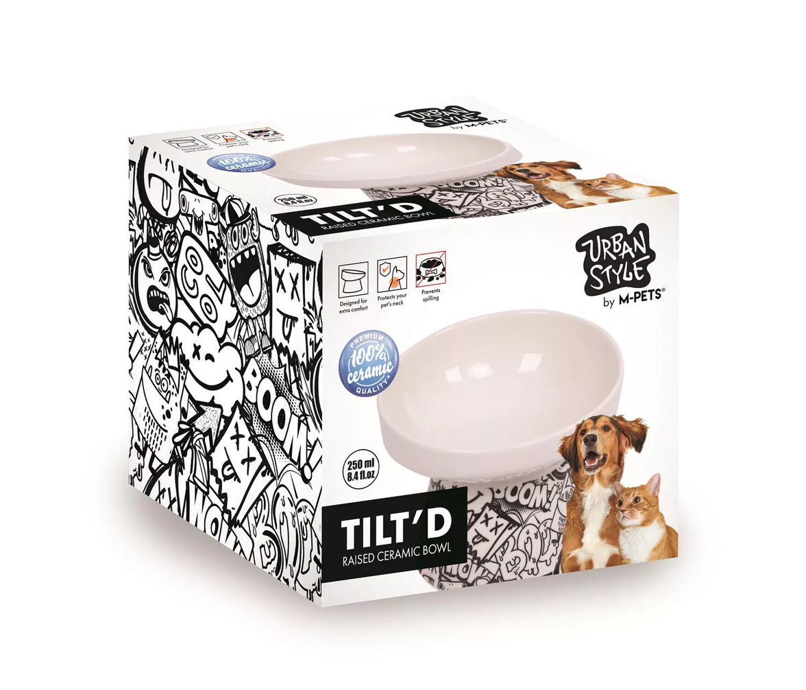 URBANSTYLE TILT'D Raised Ceramic Bowl Black & White - M