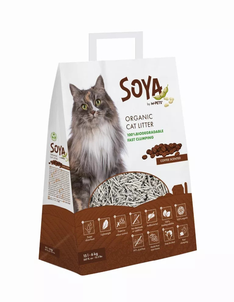 SOYA organische kattenbakvulling 6kg 15L koffie
