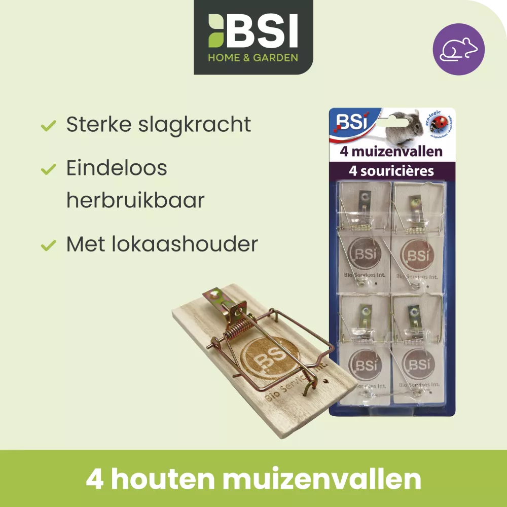 Houten Muizenvallen 4 stuk