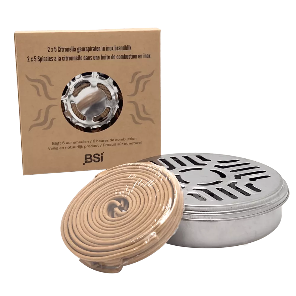 Citronella Geurspiraal met Inox Brandblik 10st