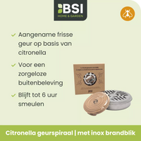 Citronella Geurspiraal met Inox Brandblik 10st