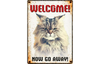 Bord blik Cat Go Away (v) EN