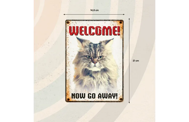 Bord blik Cat Go Away (v) EN
