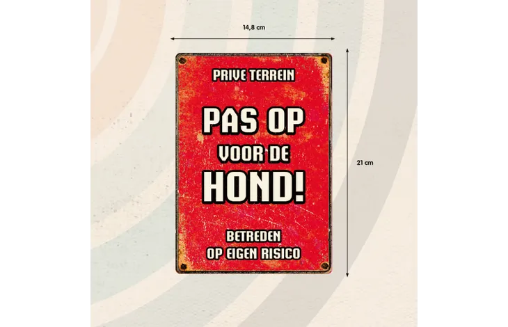 Bord Blik Rood Pas Op vd Hond (v) NL
