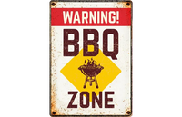 Bord blik BBQ Zone Warning (v)