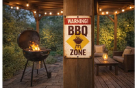 Bord blik BBQ Zone Warning (v)