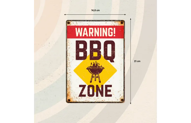 Bord blik BBQ Zone Warning (v)