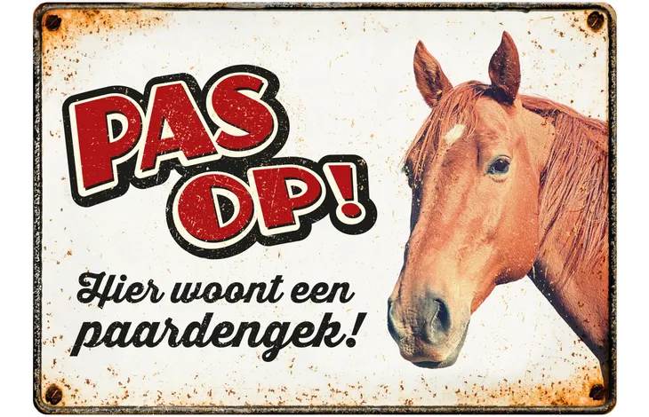 Bord Blik Paardengek (h) NL