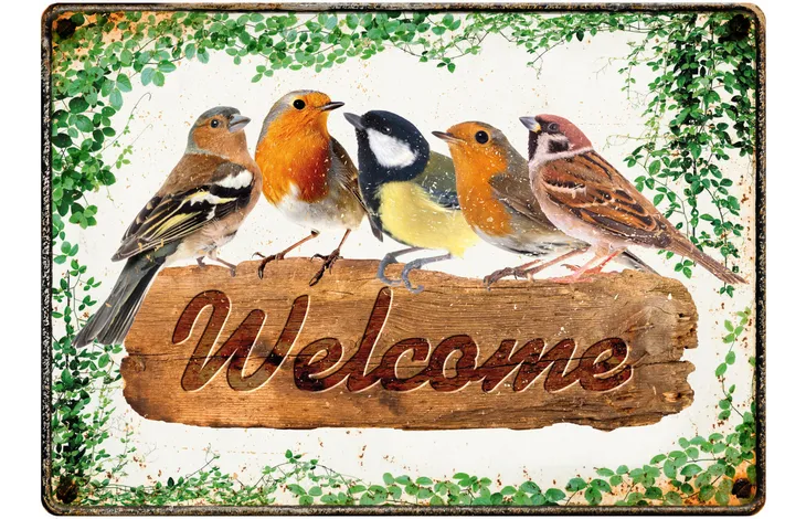Bord blik Welcome Birds (h) EN