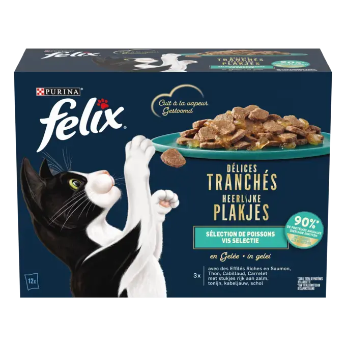 FELIX® HEERLIJKE PLAKJES Vis Selectie 12x80g