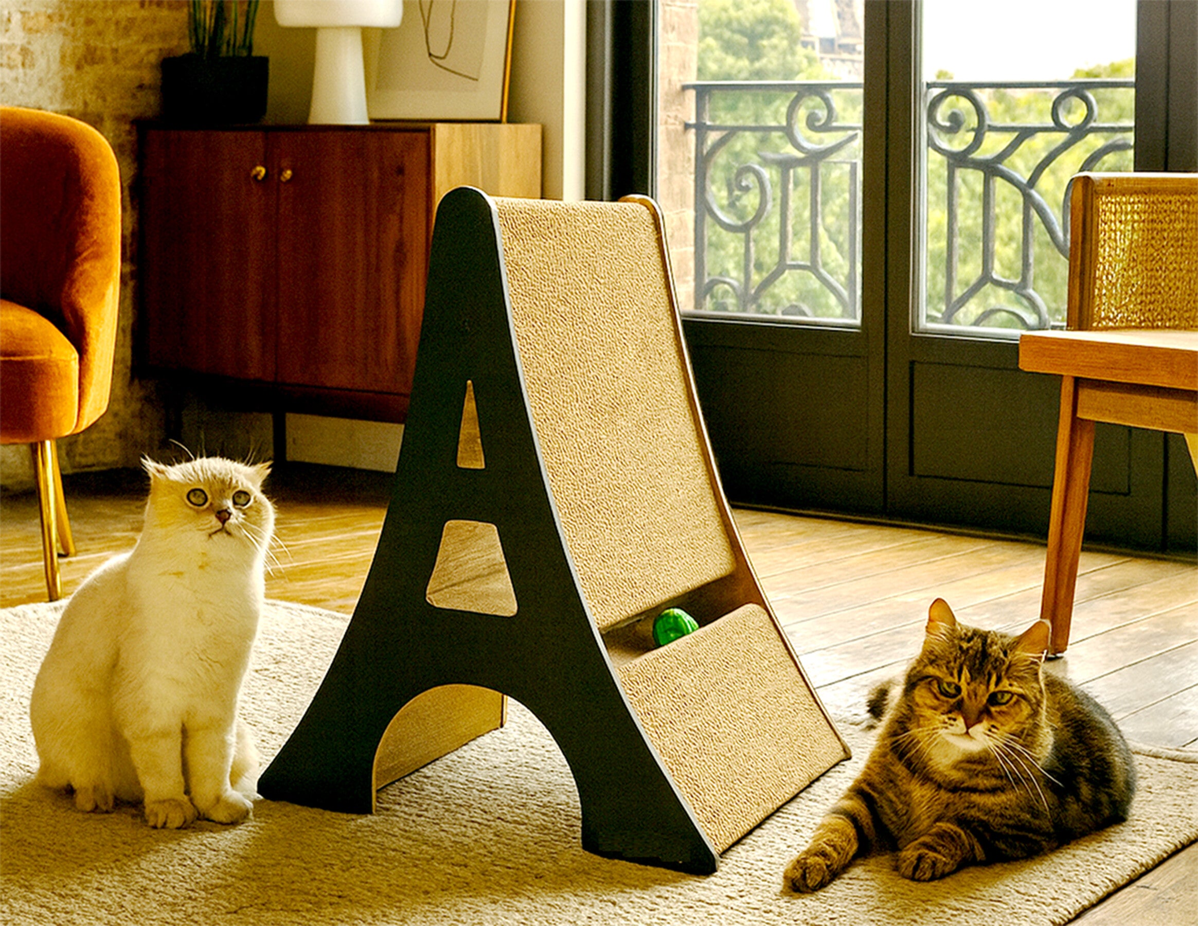 Krabkarton kat MDF Eiffeltoren zwart 60x44x30 cm