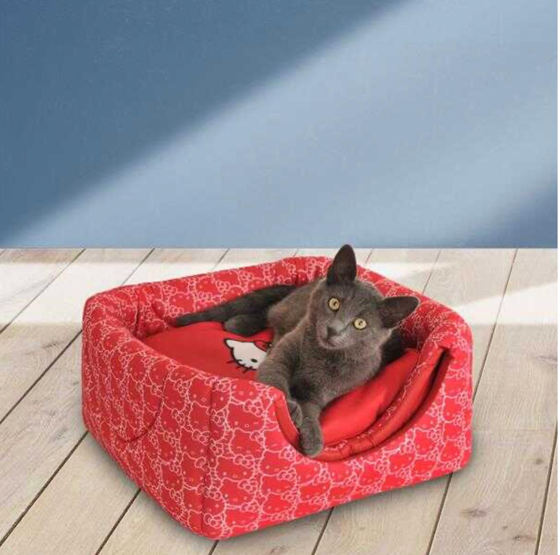 Maison et lit cube pour chat avec 3 fonctions