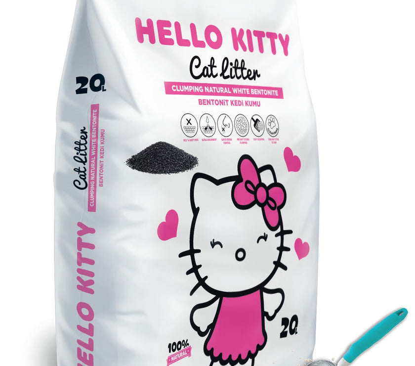 Litière agglomérante pour chat Hello Kitty - Parfumée au charbon actif