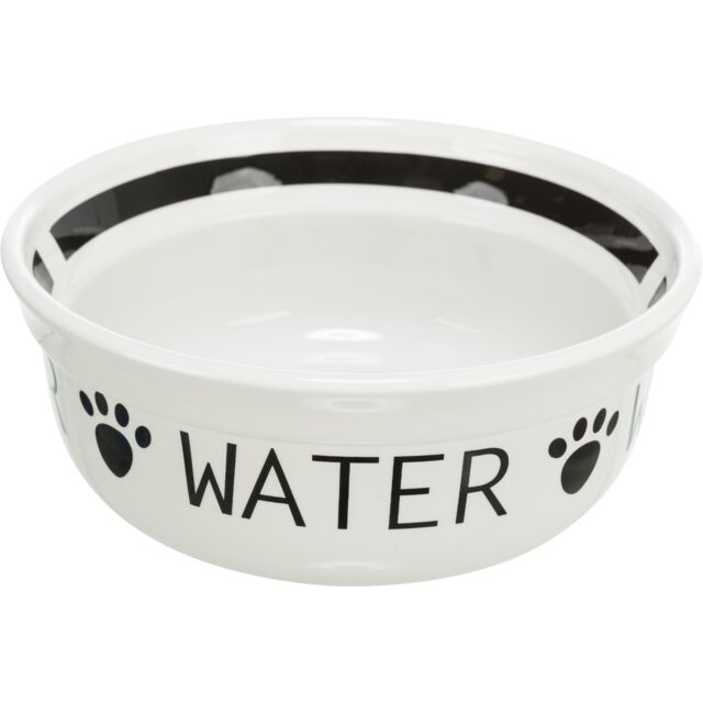 Voer/Waterbak-Set, keramiek/metaal