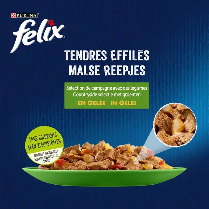 FELIX® MALSE REEPJES Countryside Selectie in Gelei met Groenten 12x85g