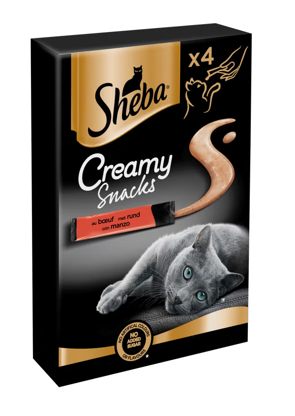 SHEBA® Creamy Snacks met Rund 4x12g