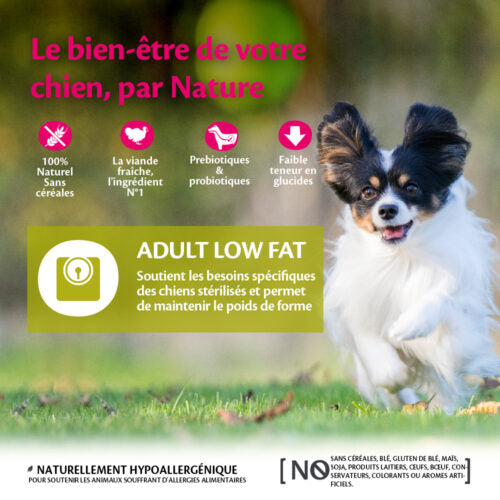 Graanvrij brokjes Small Breed Adult Low Fat, met kalkoen
