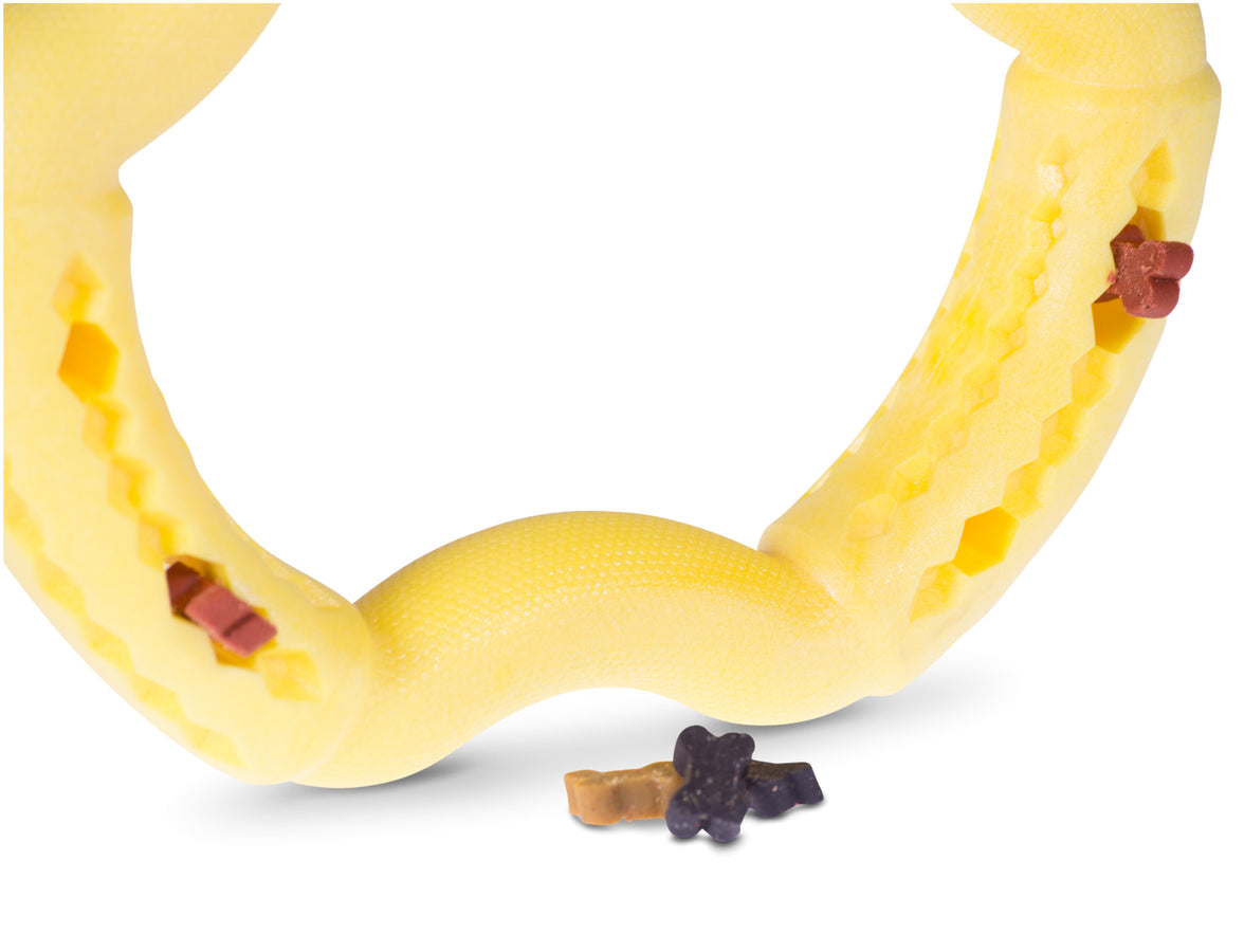 Jouet chien anneau TPR Jaune Vanille 21cm