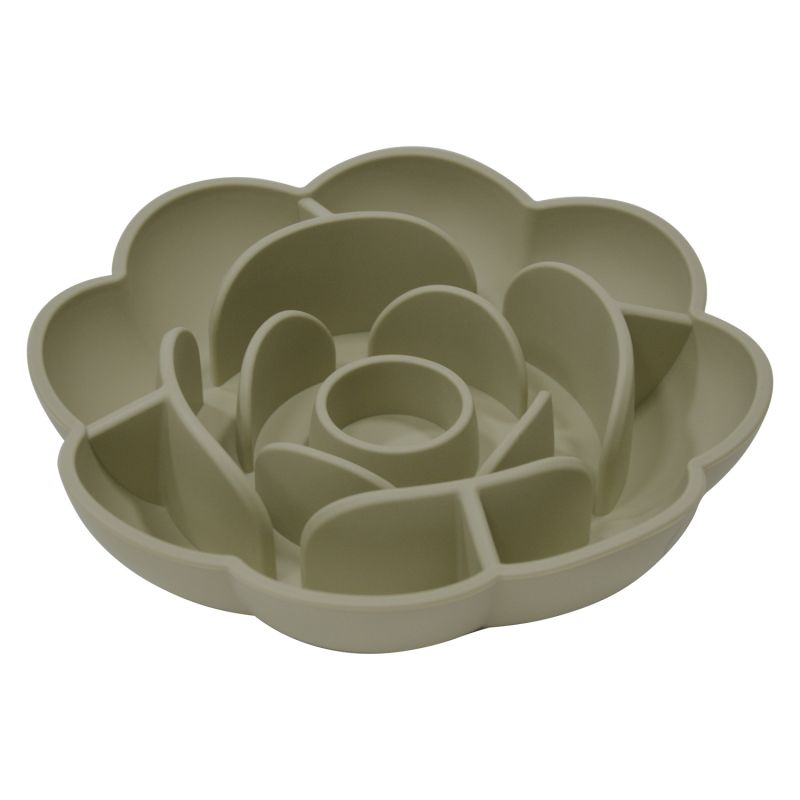 JV Bon App Voerbak Slow Feeder Antislip Silicone Roos Olijfgroen